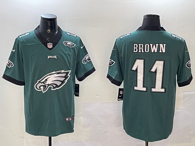 Men Philadelphia Eagles 11 Brown green 2025 Nike NFL jersey style 017